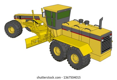 Yellow industrial grader vector illustration on white background