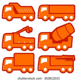 yellow industrial transport set on flat design style