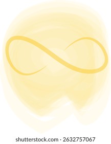 Símbolo amarelo infinito com efeito suave e brilhante.