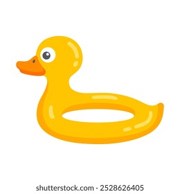yellow inflatable circle duck. swim with the help of an inflatable circle on the water.