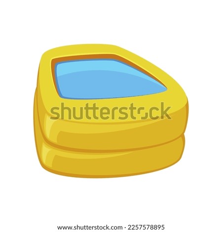 Yellow inflatable kiddie pool vector illustration. Rubber or plastic container with water for children isolated on white background. Summer, holidays, entertainment concept