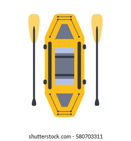 Barrido Ininflable Amarillo Con Dos Pedales, Parte De La Serie Deportiva De Barcos Y Agua De Ilustraciones Vectoriales Planas Sencillas