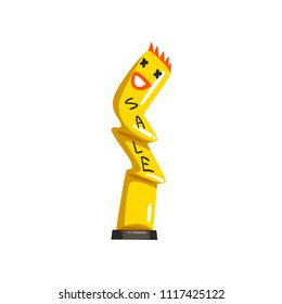 Yellow inflatable tube man for sales and advertising vector Illustrations on a white background