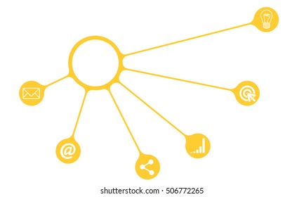 Yellow info graphic with theme of internet marketing