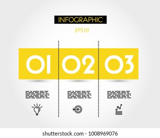 yellow info rectangle with three numbers, concept of options