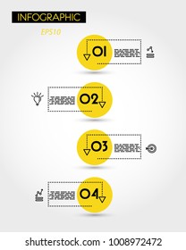 yellow info timeline with five dotted elements, concept of options