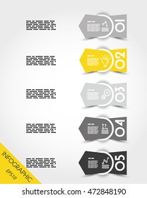 Flechas de infografía amarilla con anillo