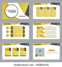yellow Infographic presentation slide templates and business vector brochures. Big set of modern infographic vector elements for web, print, magazine, flyer, brochure, media, marketing