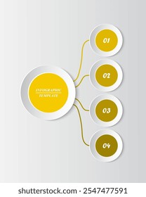 Yellow infographic template with 4 steps, options, parts or processes.