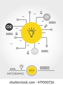 yellow infographic template with ring, electronical concept