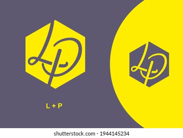 Yellow initial letter hexagon design