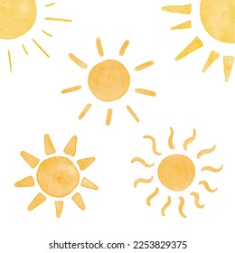 Yellow ink shiny weather sun set vector illustration watercolor style