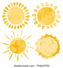 Yellow ink shiny weather sun set vector illustration watercolor style