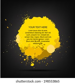 yellow Ink splats on dark background.  vector yellow ink splashes,each splash is grouped individually ,so you can modify it as you want. 