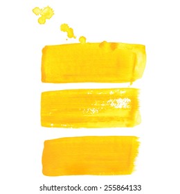 Yellow ink vector brush strokes