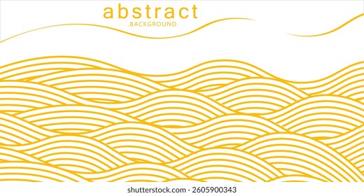 Yellow instant noodle, pasta and spaghetti texture with geometric wavy lines. Ramen, pasta vector pattern. 