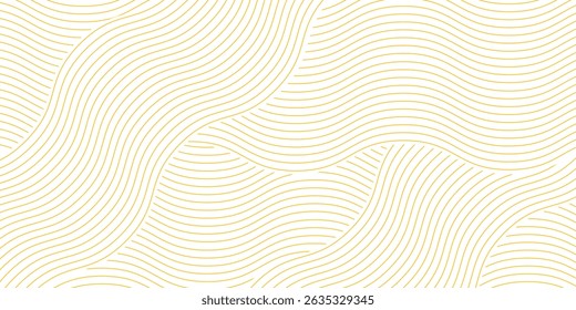 Yellow instant noodle, pasta and spaghetti texture with geometric wavy lines. Ramen, pasta vector pattern. Background abstract food illustration