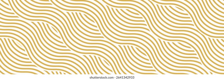 Yellow instant noodle  pasta and spaghetti texture with geometric wavy lines. Ramen  pasta vector pattern. Background abstract food illustration