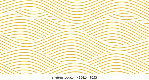 Massa instantânea amarela, massa e textura de espaguete com linhas onduladas geométricas. Ramen, padrão de vetor de massa. Ilustração de alimento abstrato de fundo