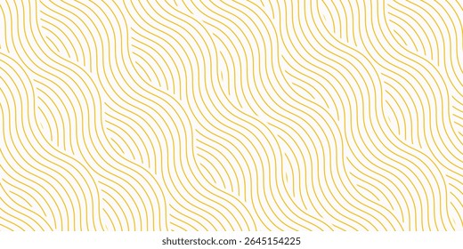 Massa instantânea amarela, massa e textura de espaguete com linhas onduladas geométricas. Ramen, padrão de vetor de massa. Ilustração de alimento abstrato de fundo