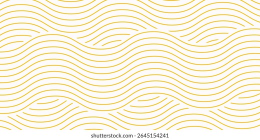 Yellow instant noodle, pasta and spaghetti texture with geometric wavy lines. Ramen, pasta vector pattern. Background abstract food illustration