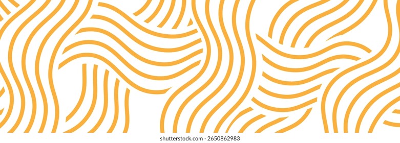 Massa instantânea amarela, massa e textura de espaguete com linhas onduladas geométricas. Ramen, padrão de vetor de massa.