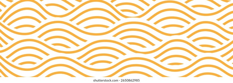 Massa instantânea amarela, massa e textura de espaguete com linhas onduladas geométricas. Ramen, padrão de vetor de massa.
