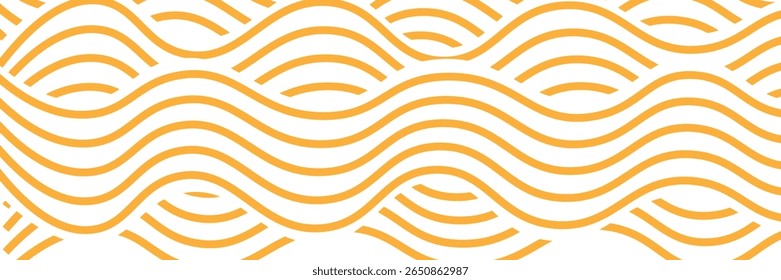 Massa instantânea amarela, massa e textura de espaguete com linhas onduladas geométricas. Ramen, padrão de vetor de massa.
