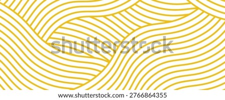 Yellow instant noodle, pasta and spaghetti texture with geometric wavy lines. Ramen, pasta vector pattern. Background abstract food illustration