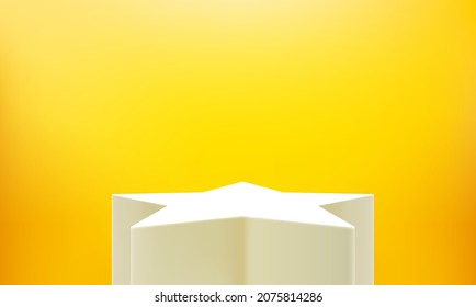 Yellow Interior with star podium. Realistic 3d style vector illustration 