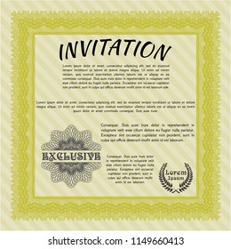 Yellow Invitation. Artistry design. With complex background. Vector illustration. 