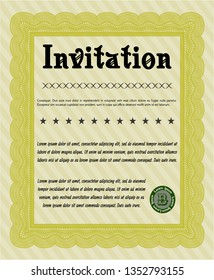 Yellow Invitation. Artistry design. Detailed. Easy to print. 