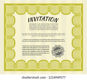 Yellow Invitation. Artistry design. With quality background. Detailed. 