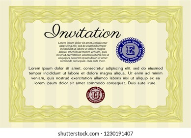 Yellow Invitation. With background. Cordial design. Customizable, Easy to edit and change colors. 