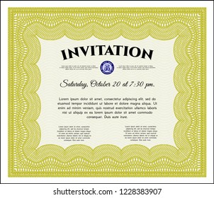 Yellow Invitation. With background. Customizable, Easy to edit and change colors. Excellent design. 
