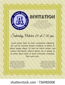 Yellow Invitation. With background. Customizable, Easy to edit and change colors. Nice design. 