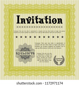 Yellow Invitation. With background. Money Pattern. Vector illustration. 