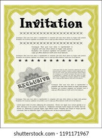 Yellow Invitation. With background. Money Pattern. Vector illustration. 