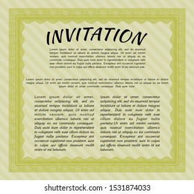 Yellow Invitation. With background. Retro design. Detailed. 