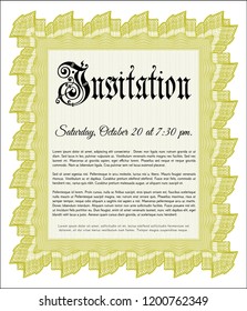 Yellow Invitation. With background. Sophisticated design. Customizable, Easy to edit and change colors. 