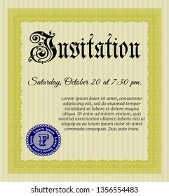 Yellow Invitation. With background. Vector illustration. Excellent design. 