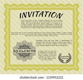 Yellow Invitation. Beauty design. With background. Detailed. 