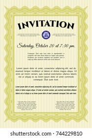 Yellow Invitation. Complex background. Beauty design. Detailed. 