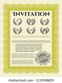 Yellow Invitation. With complex background. Customizable, Easy to edit and change colors. Excellent design. 