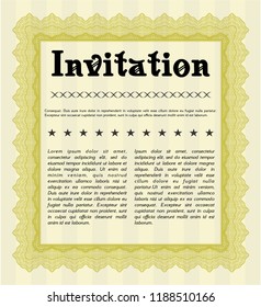 Yellow Invitation. Complex background. Customizable, Easy to edit and change colors. Perfect design. 