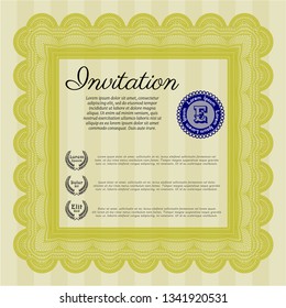 Yellow Invitation. With complex background. Customizable, Easy to edit and change colors. Money Pattern design. 