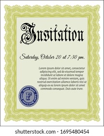 Yellow Invitation. With complex background. Customizable, Easy to edit and change colors. Superior design. 
