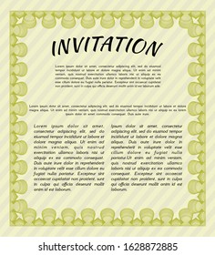 Yellow Invitation. With complex background. Money style design. Vector illustration. 