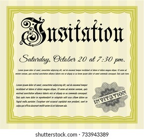 Yellow Invitation. Complex background. Money Pattern design. Vector illustration. 