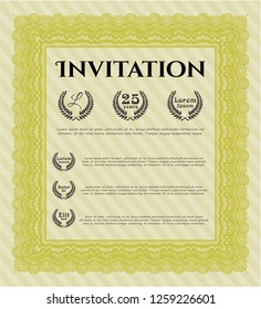 Yellow Invitation. With complex linear background. Customizable, Easy to edit and change colors. Perfect design. 